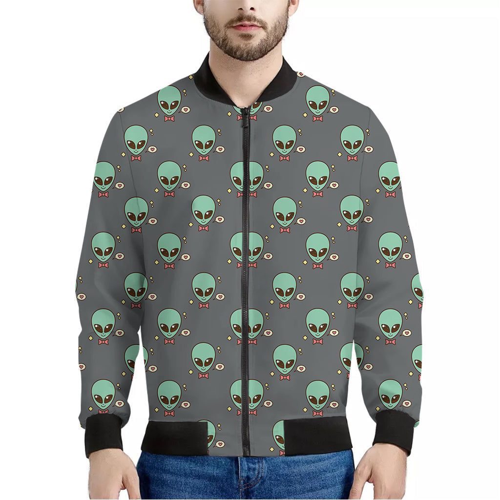 Cute Alien With Bow Tie Print Men's Bomber Jacket