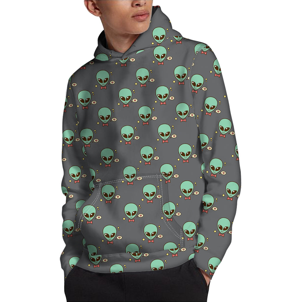 Cute Alien With Bow Tie Print Pullover Hoodie