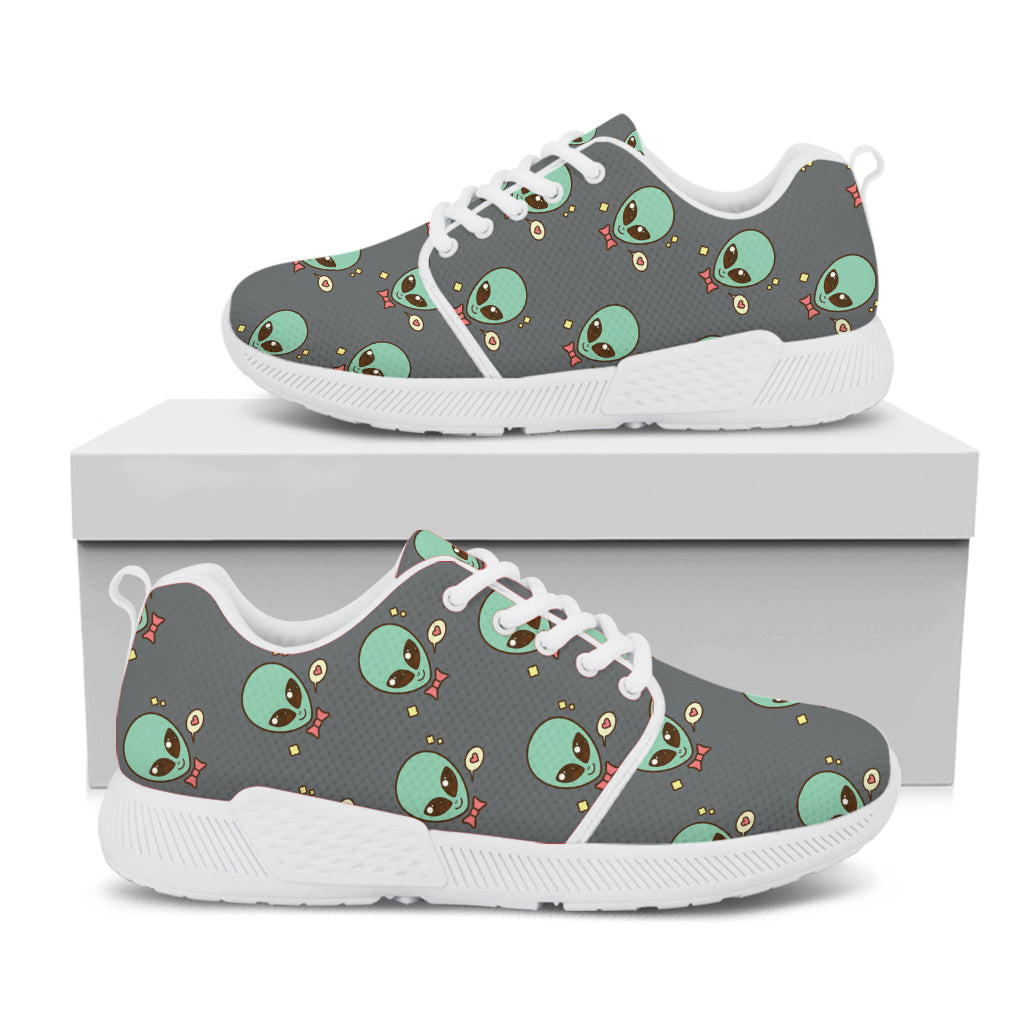 Cute Alien With Bow Tie Print White Athletic Shoes