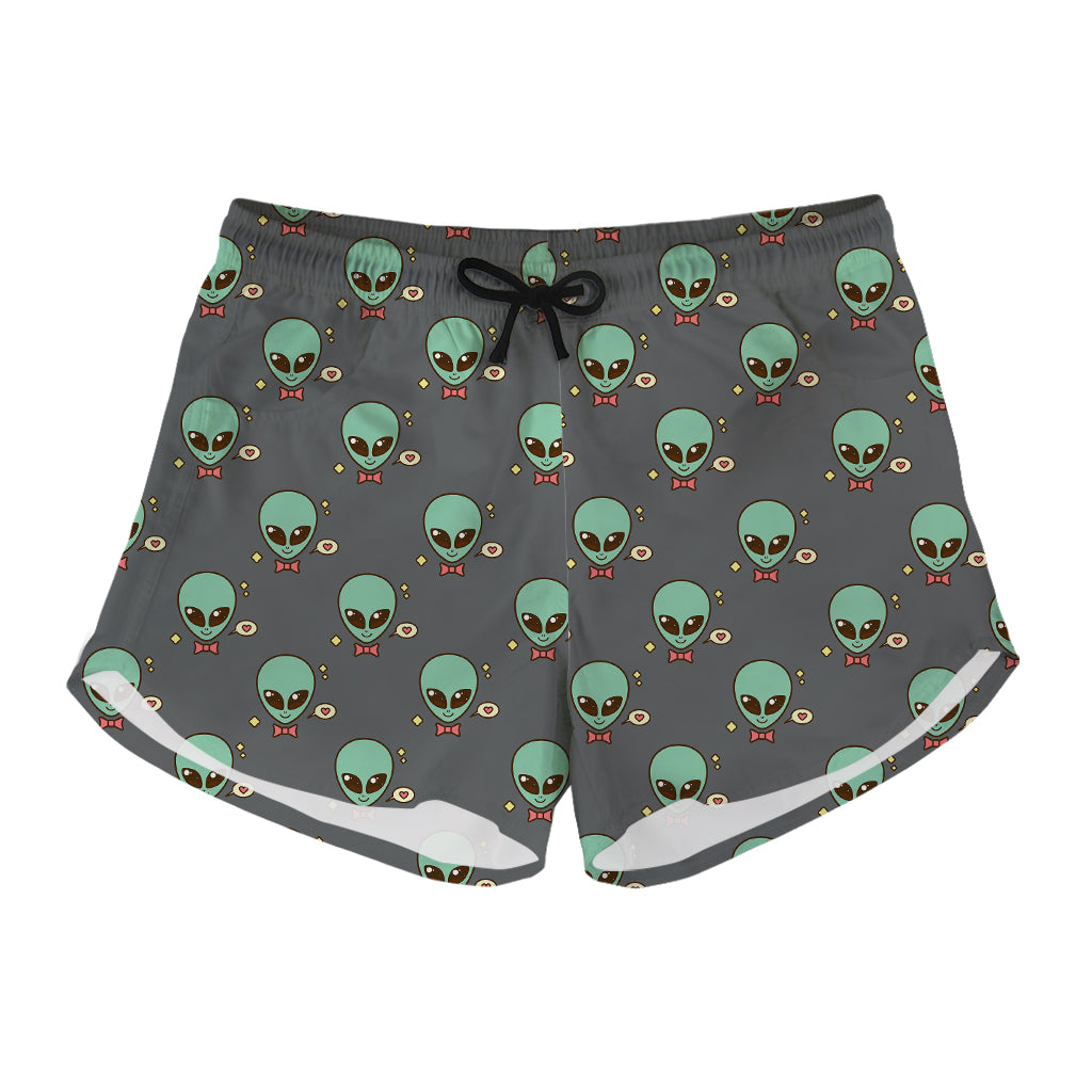 Cute Alien With Bow Tie Print Women's Shorts