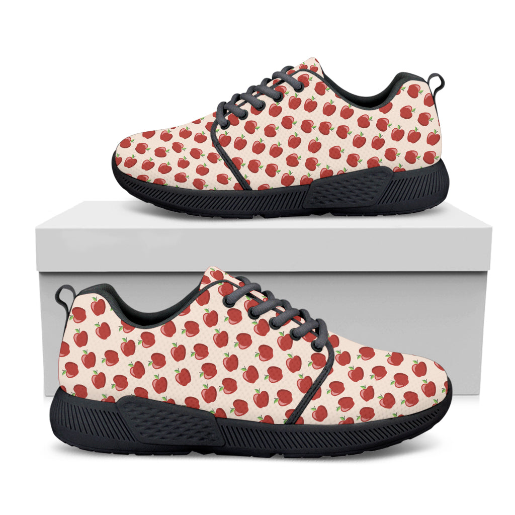 Cute Apple Pattern Print Black Athletic Shoes