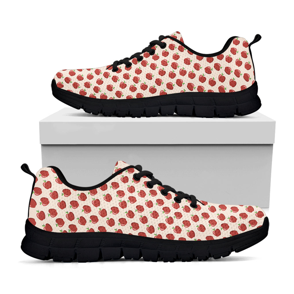 Cute Apple Pattern Print Black Sneakers