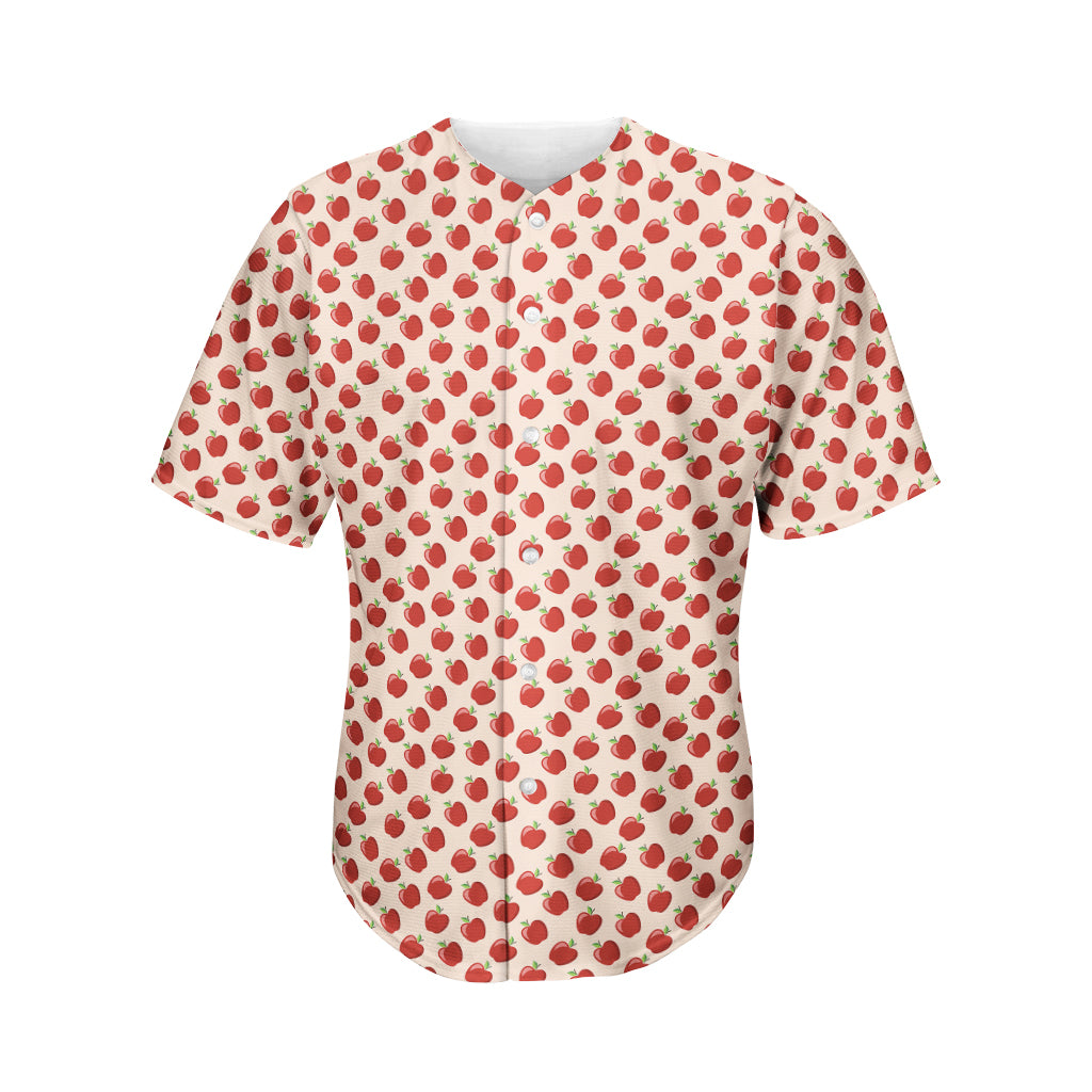 Cute Apple Pattern Print Men's Baseball Jersey