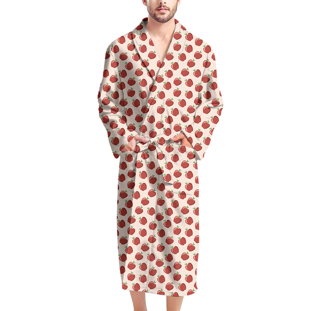 Cute Apple Pattern Print Men's Bathrobe