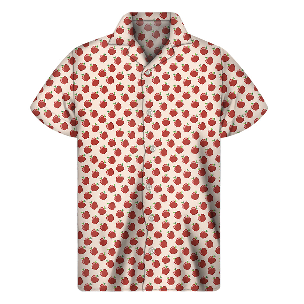 Cute Apple Pattern Print Men's Short Sleeve Shirt