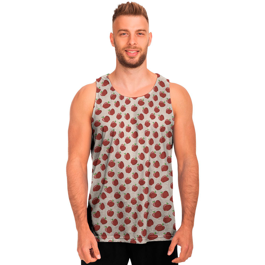 Cute Apple Pattern Print Men's Tank Top