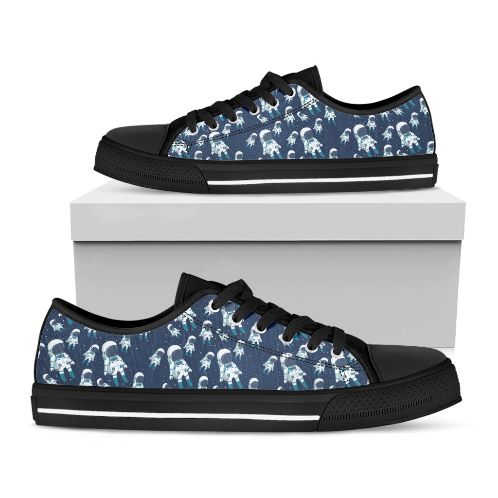 Cute Astronaut Pattern Print Black Low Top Shoes