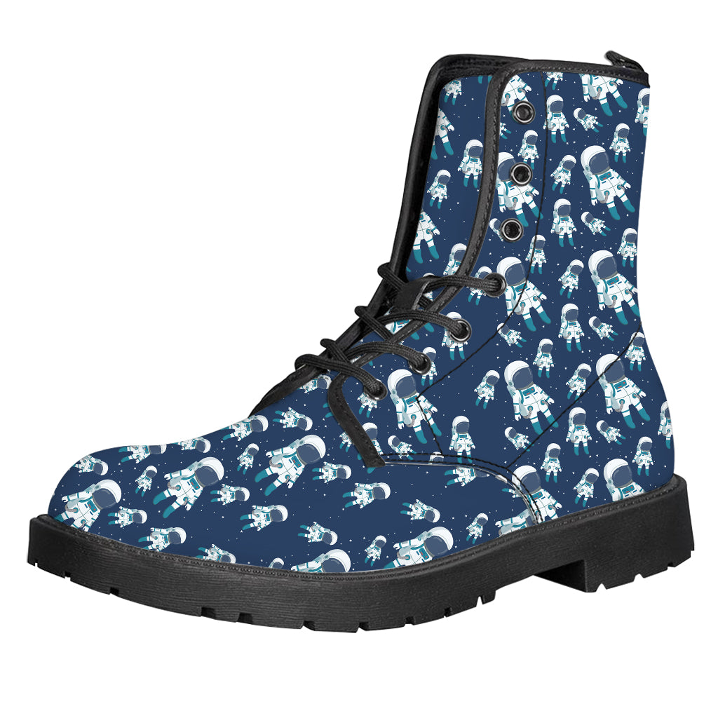 Cute Astronaut Pattern Print Leather Boots