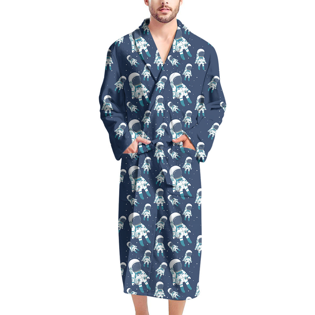 Cute Astronaut Pattern Print Men's Bathrobe