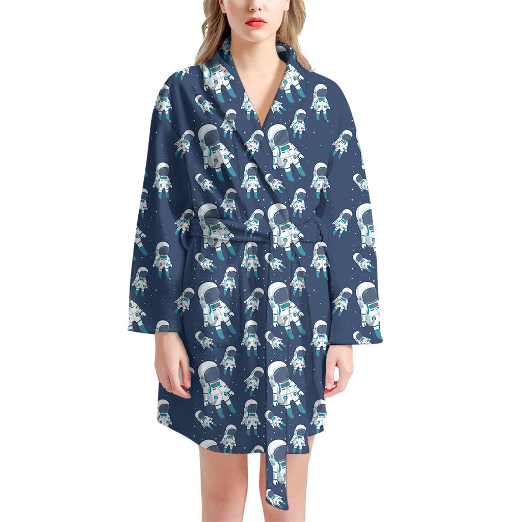 Cute Astronaut Pattern Print Women's Bathrobe