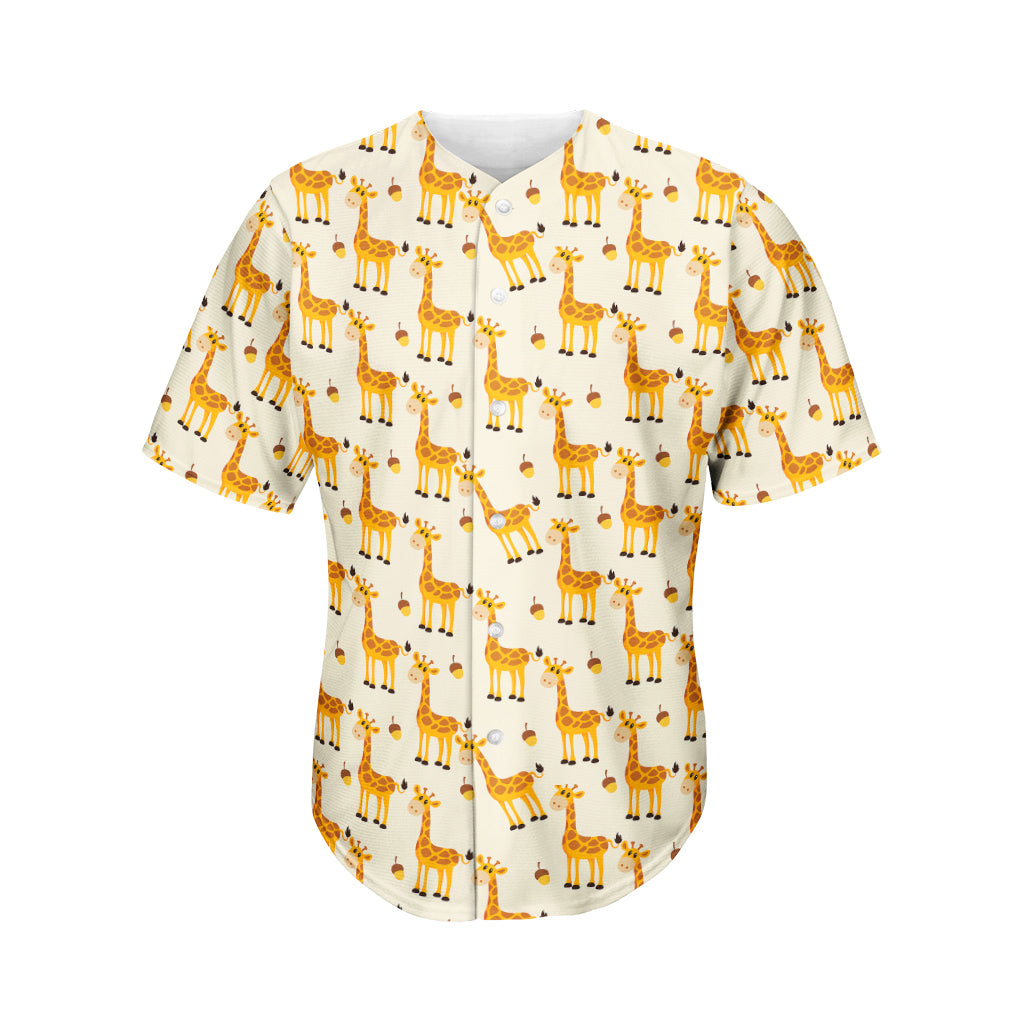 Cute Baby Giraffe Pattern Print Men's Baseball Jersey