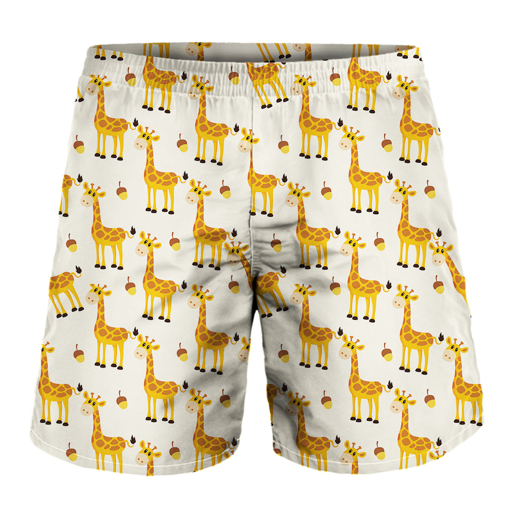 Cute Baby Giraffe Pattern Print Men's Shorts