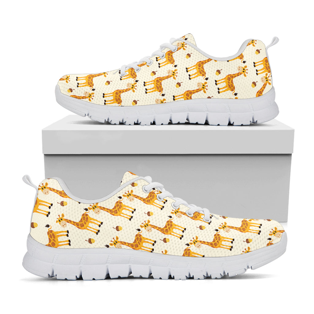 Cute Baby Giraffe Pattern Print White Sneakers