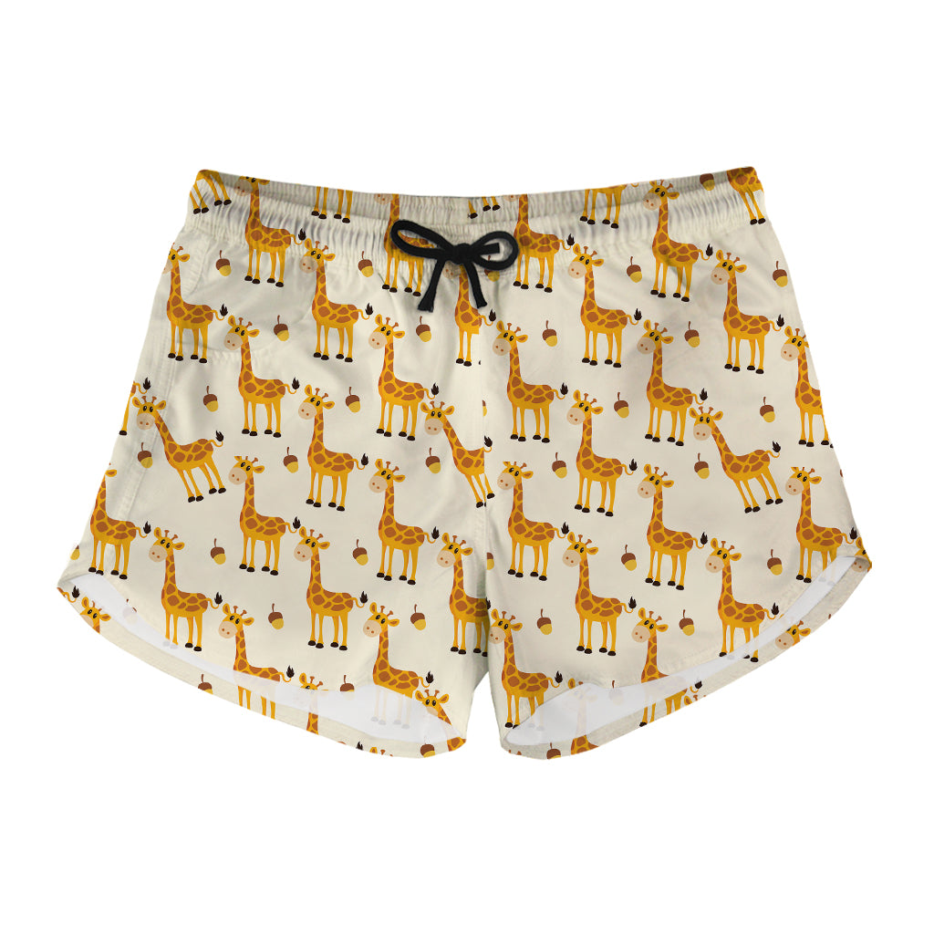 Cute Baby Giraffe Pattern Print Women's Shorts