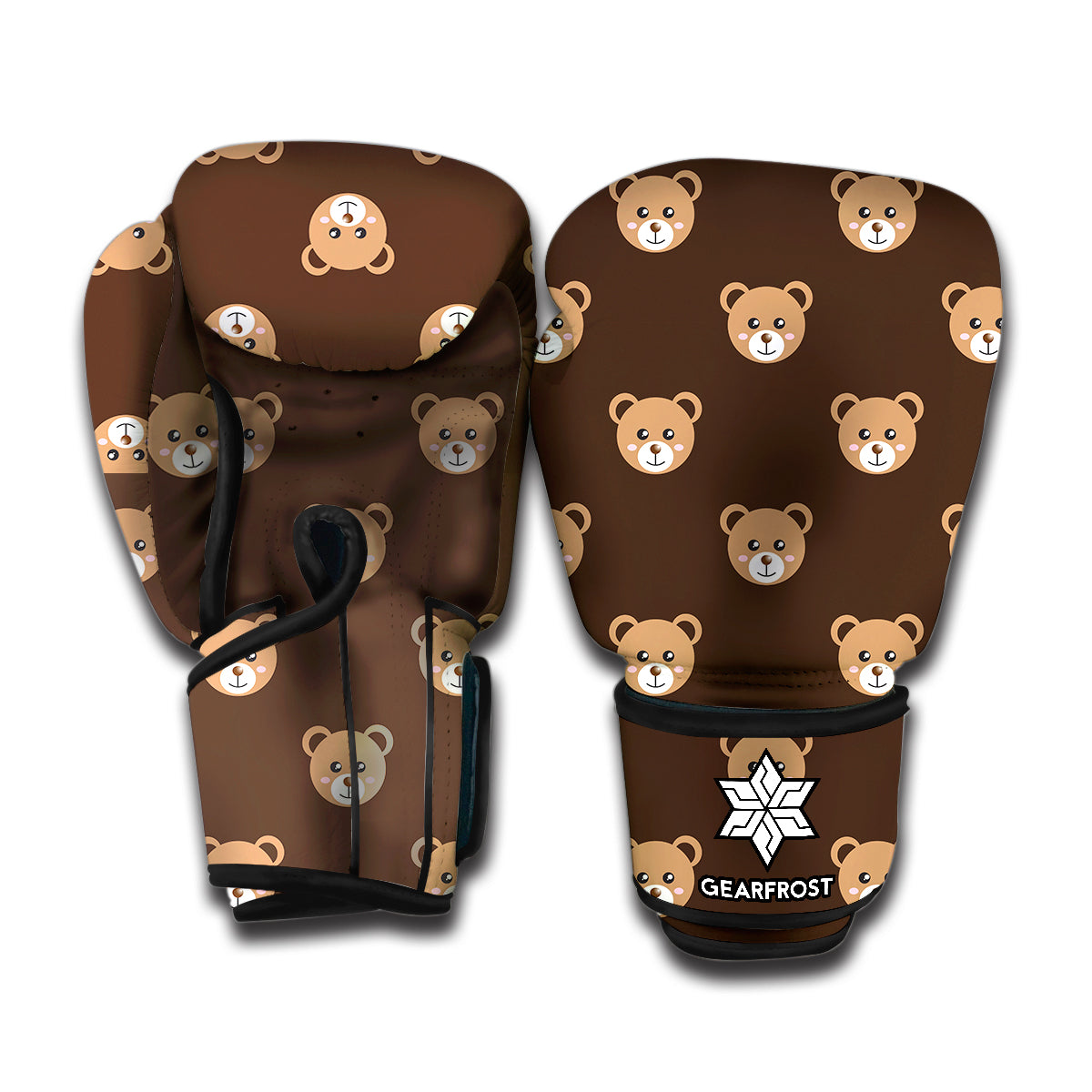 Cute Baby Grizzly Bear Pattern Print Boxing Gloves