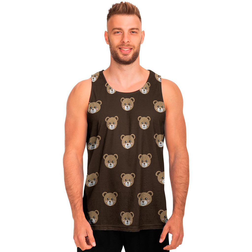 Cute Baby Grizzly Bear Pattern Print Men's Tank Top