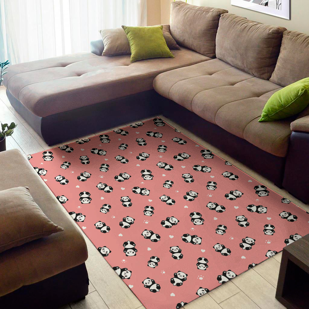 Cute Baby Panda Pattern Print Area Rug