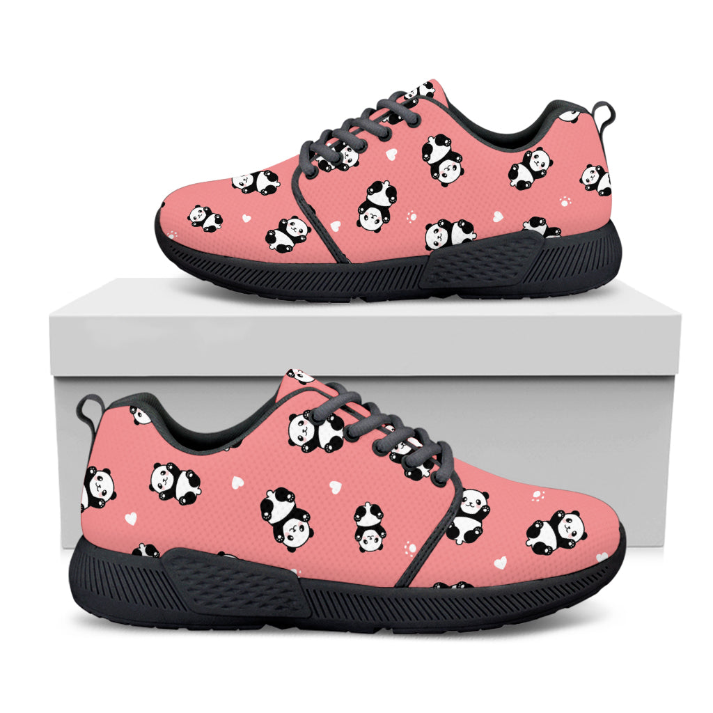 Cute Baby Panda Pattern Print Black Athletic Shoes