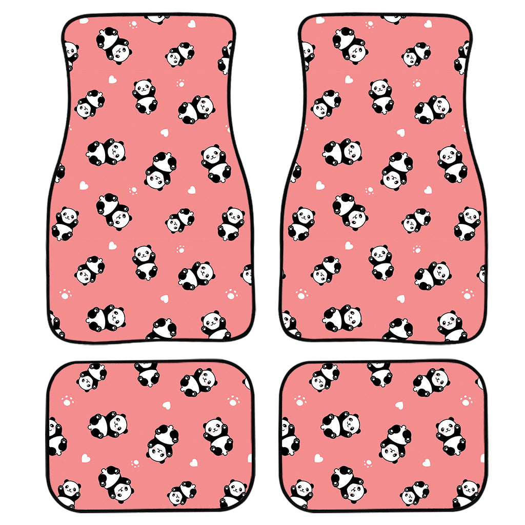 Cute Baby Panda Pattern Print Front and Back Car Floor Mats