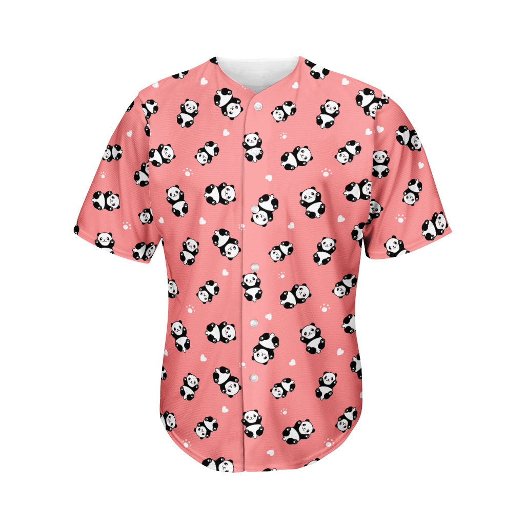 Cute Baby Panda Pattern Print Men's Baseball Jersey