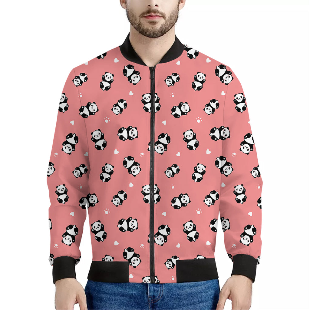 Cute Baby Panda Pattern Print Men's Bomber Jacket