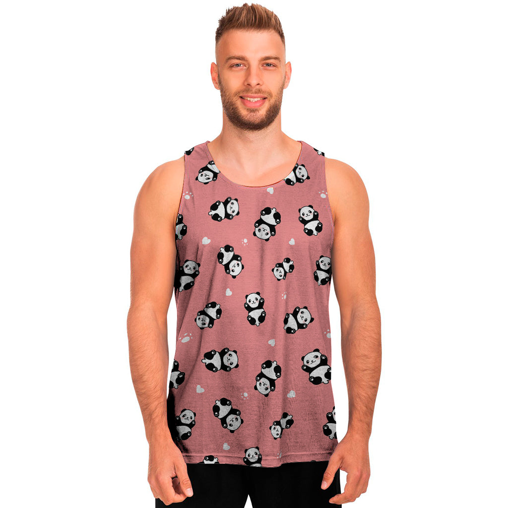 Cute Baby Panda Pattern Print Men's Tank Top