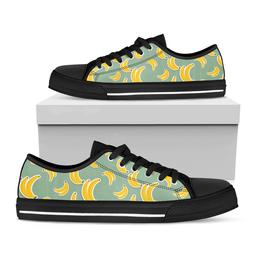 Cute Banana Pattern Print Black Low Top Shoes