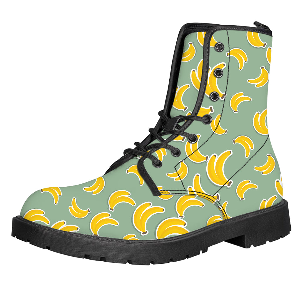 Cute Banana Pattern Print Leather Boots