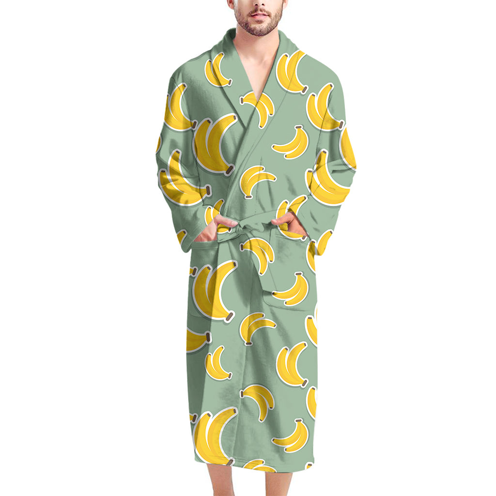 Cute Banana Pattern Print Men's Bathrobe