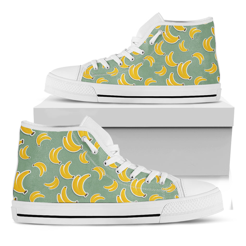 Cute Banana Pattern Print White High Top Shoes