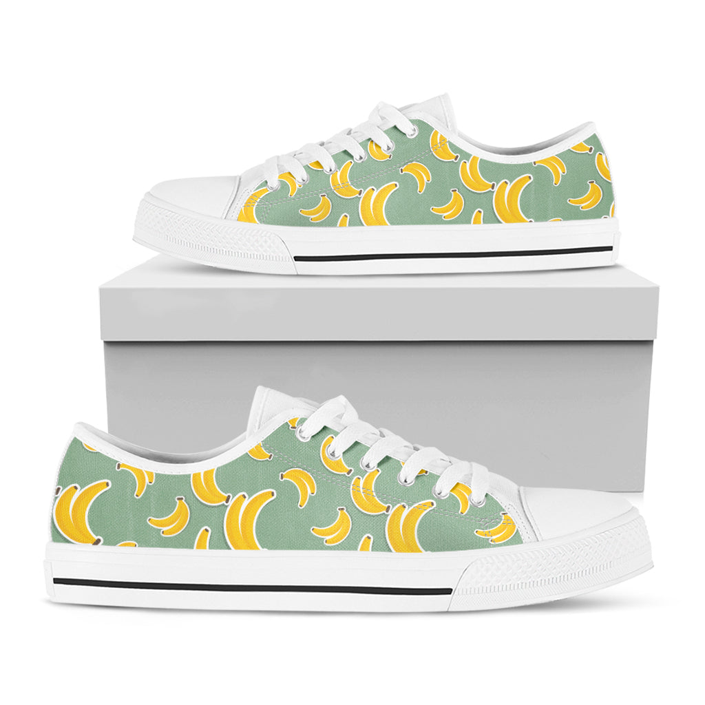 Cute Banana Pattern Print White Low Top Shoes