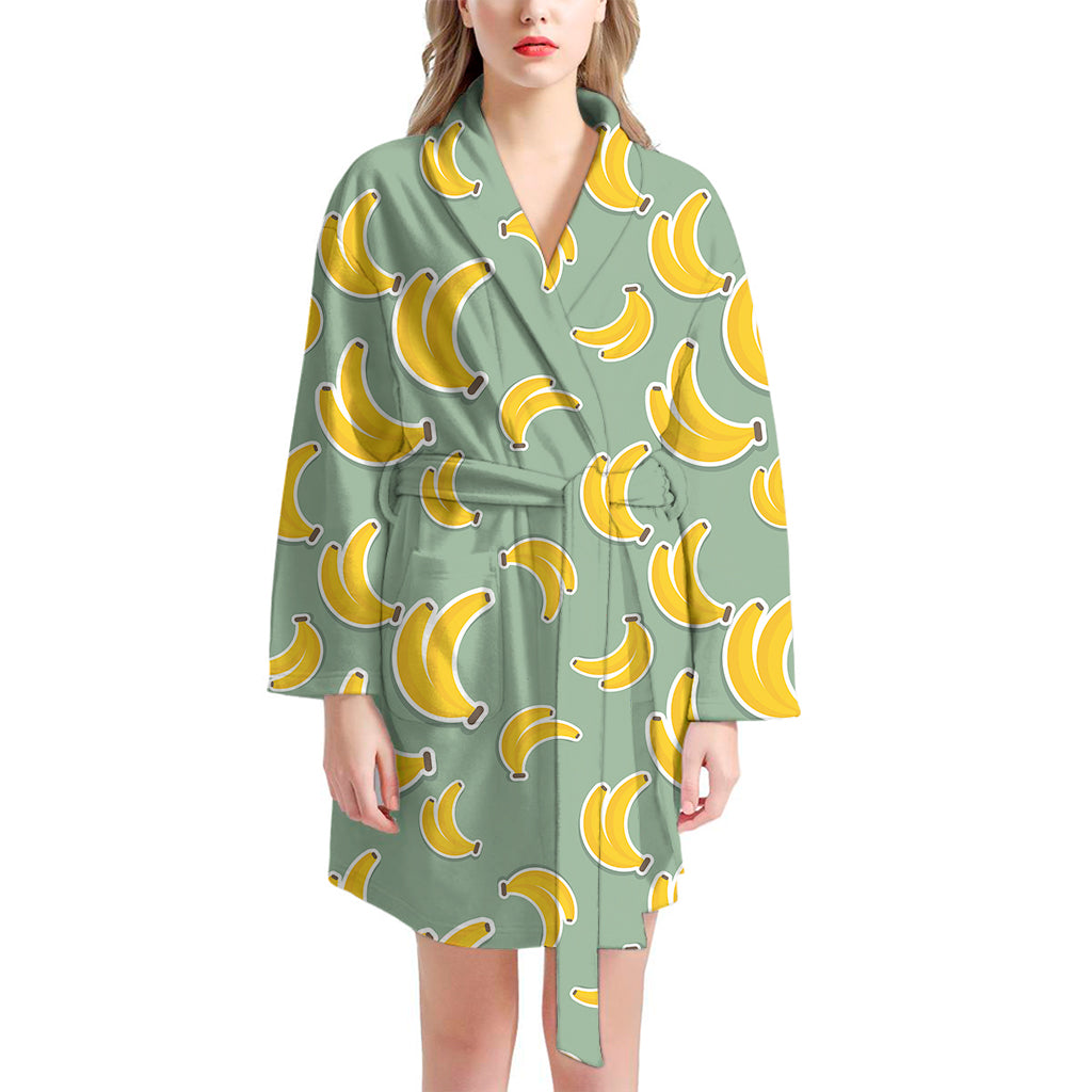 Cute Banana Pattern Print Women's Bathrobe