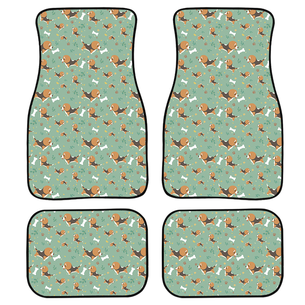 Cute Beagle Puppy Pattern Print Front and Back Car Floor Mats