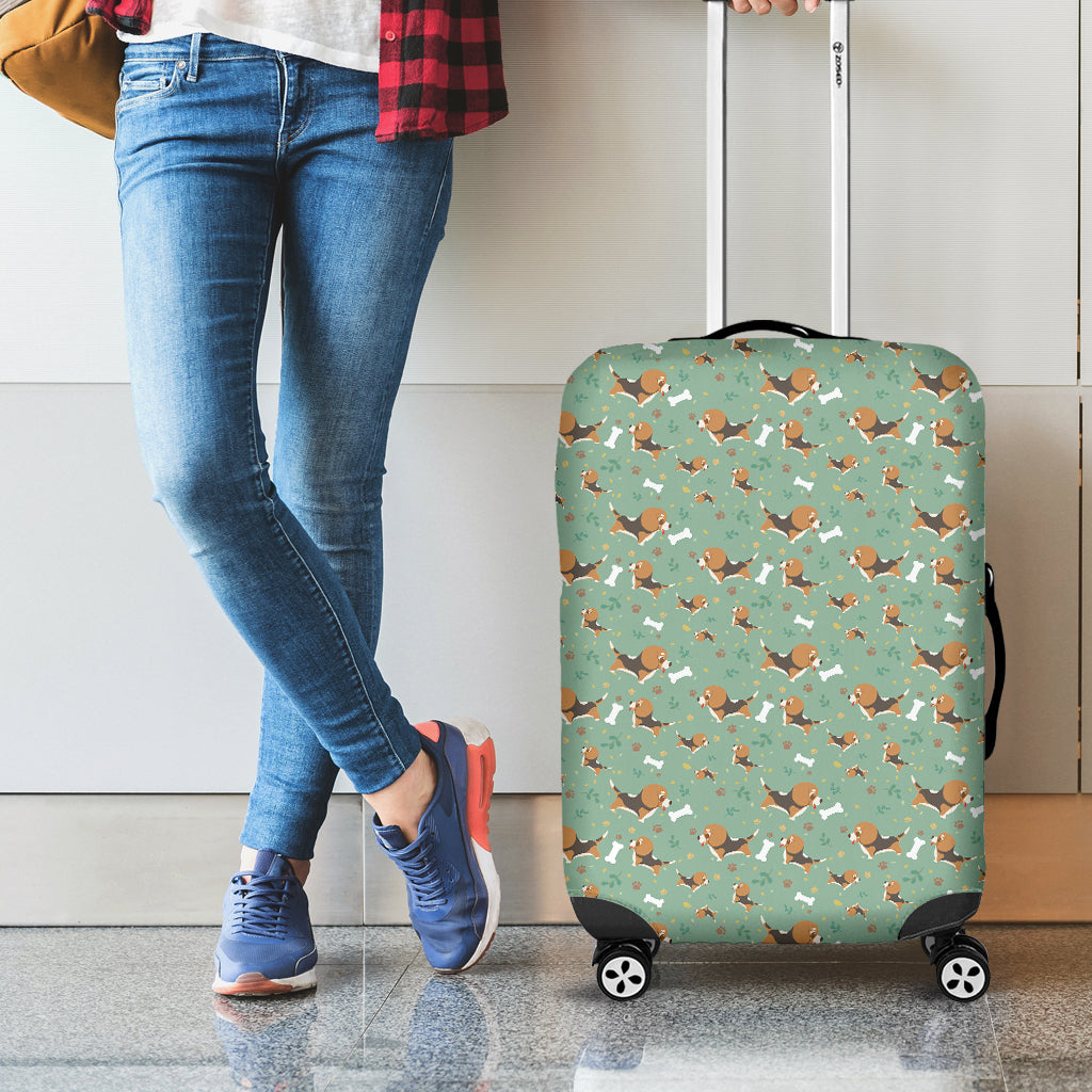 Cute Beagle Puppy Pattern Print Luggage Cover