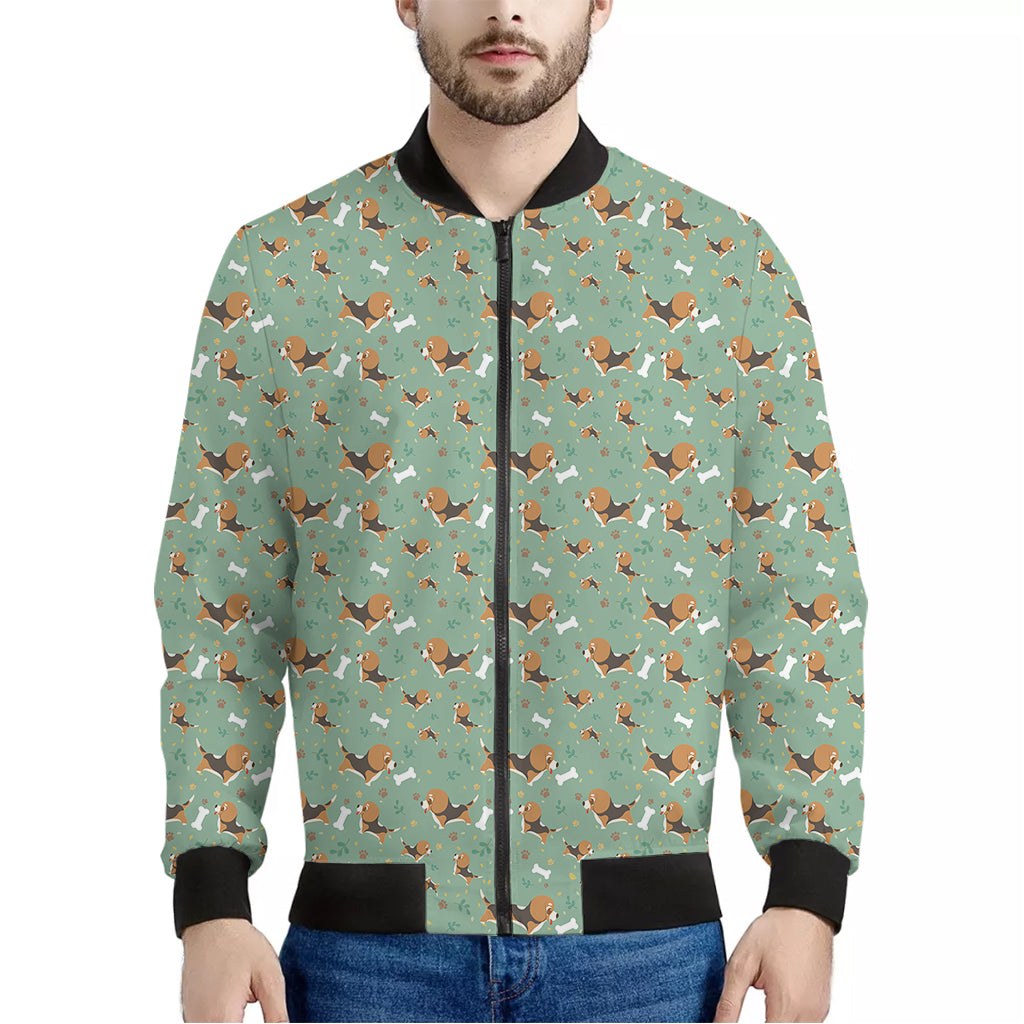 Cute Beagle Puppy Pattern Print Men's Bomber Jacket