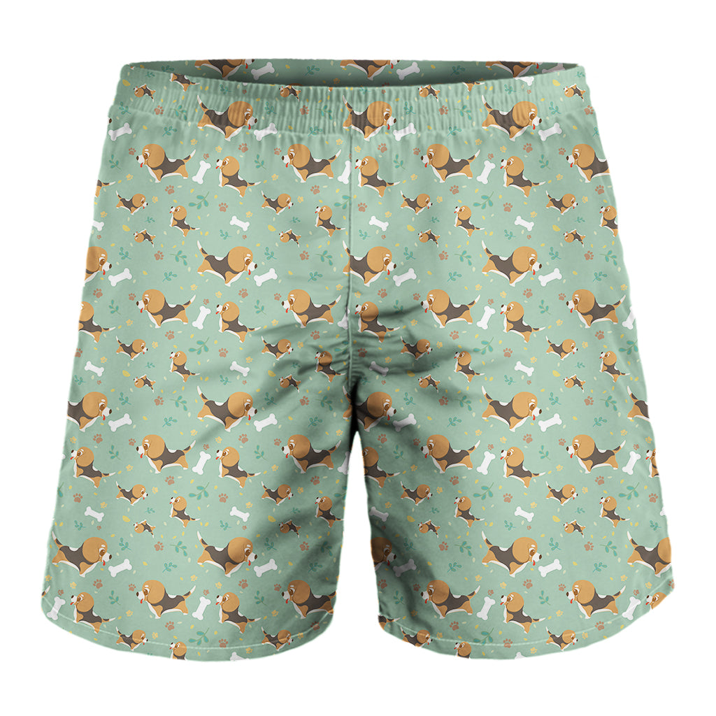 Cute Beagle Puppy Pattern Print Men's Shorts