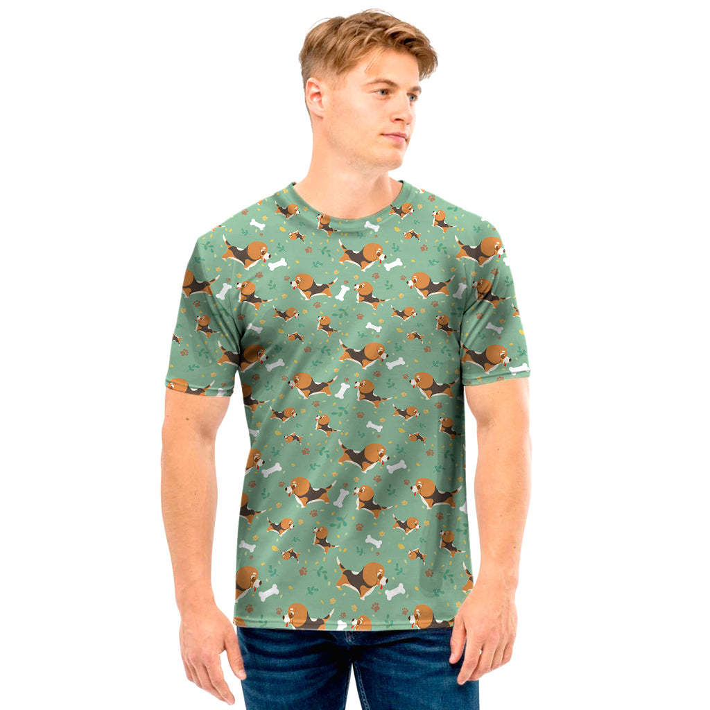 Cute Beagle Puppy Pattern Print Men's T-Shirt