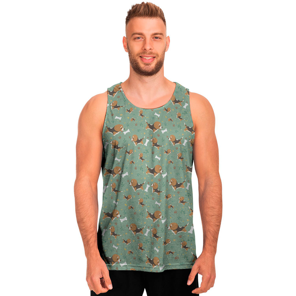 Cute Beagle Puppy Pattern Print Men's Tank Top