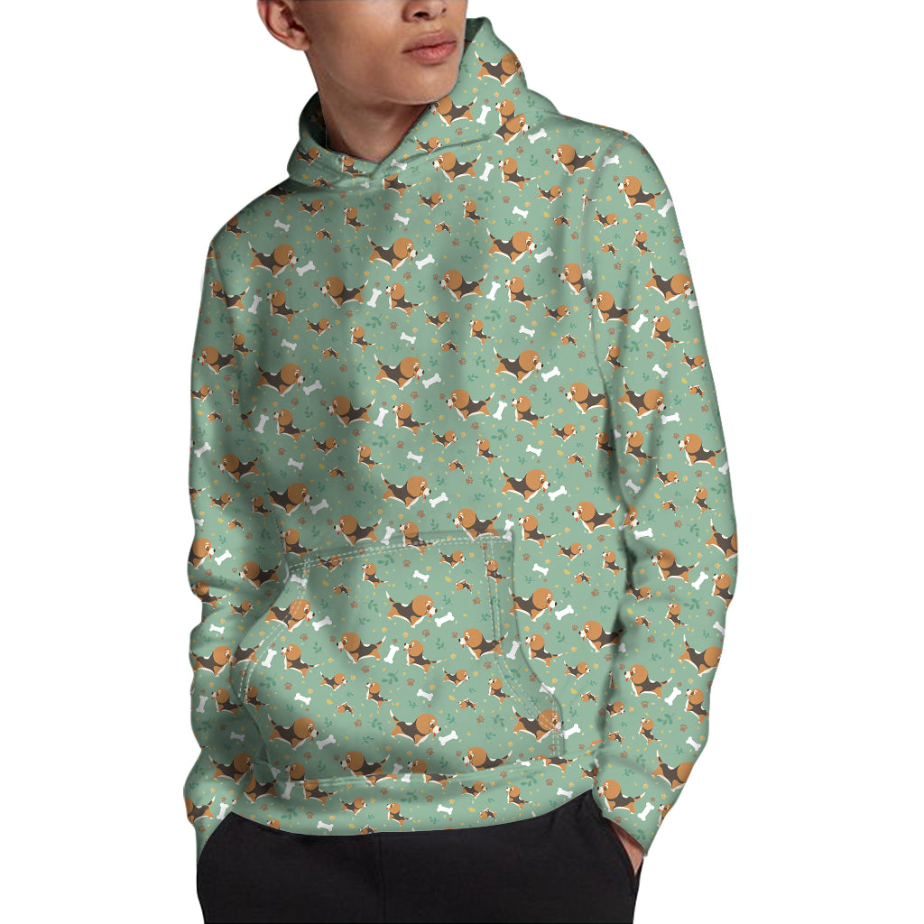 Cute Beagle Puppy Pattern Print Pullover Hoodie