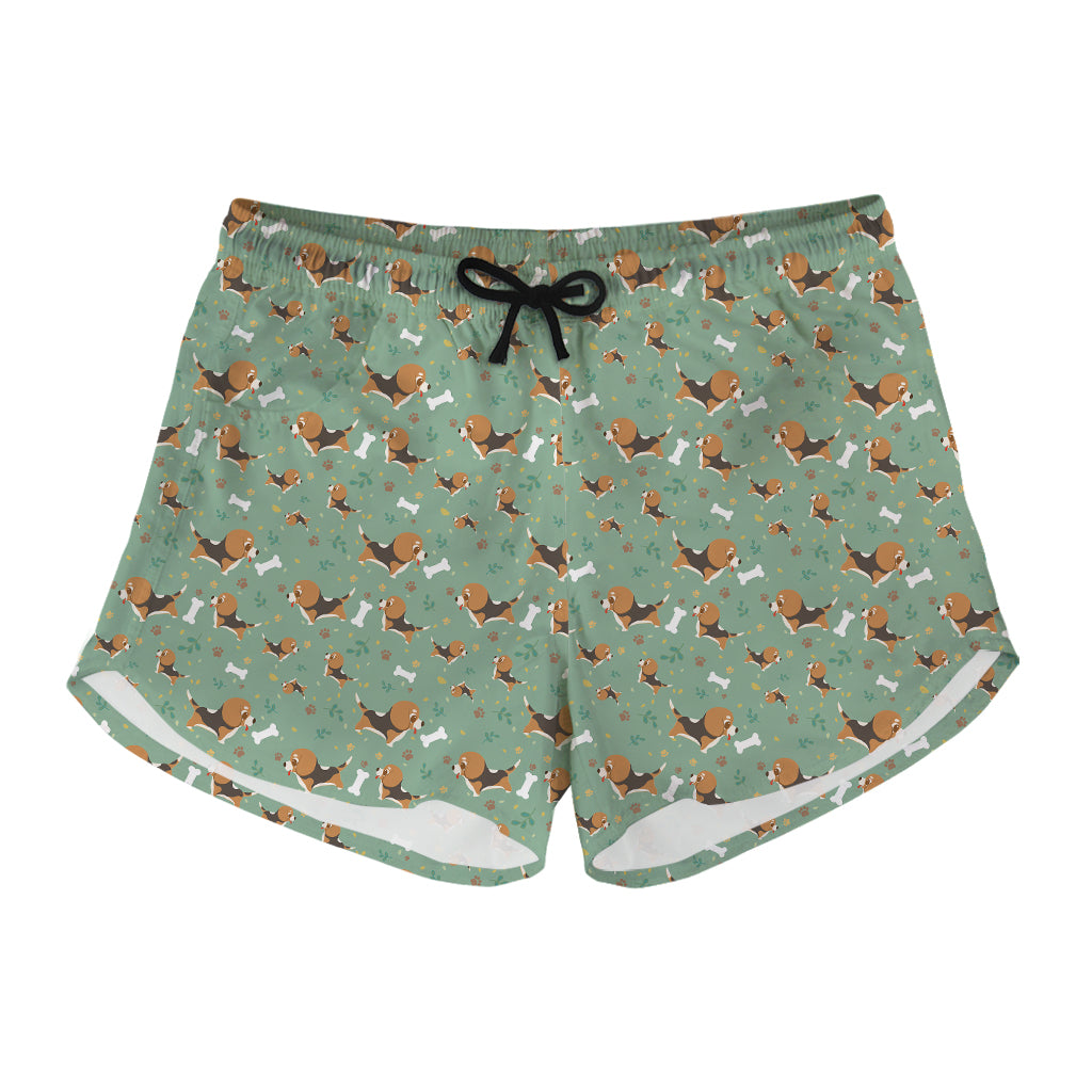 Cute Beagle Puppy Pattern Print Women's Shorts