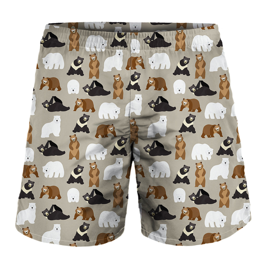 Cute Bear Pattern Print Men's Shorts