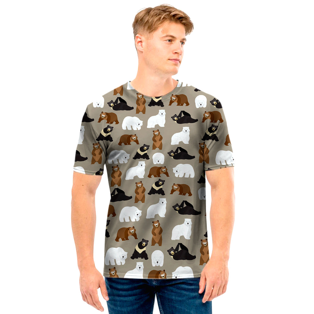 Cute Bear Pattern Print Men's T-Shirt