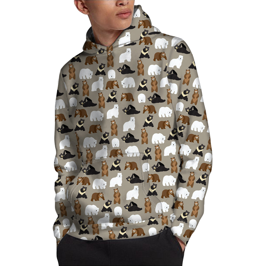 Cute Bear Pattern Print Pullover Hoodie