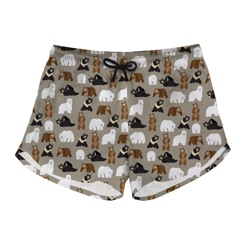 Cute Bear Pattern Print Women's Shorts