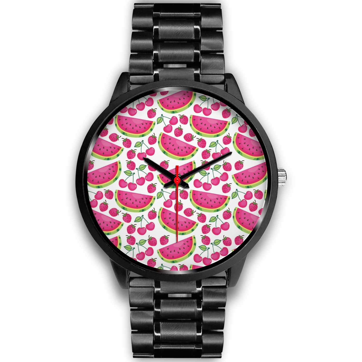 Cute Berry Watermelon Pattern Print Black Watch