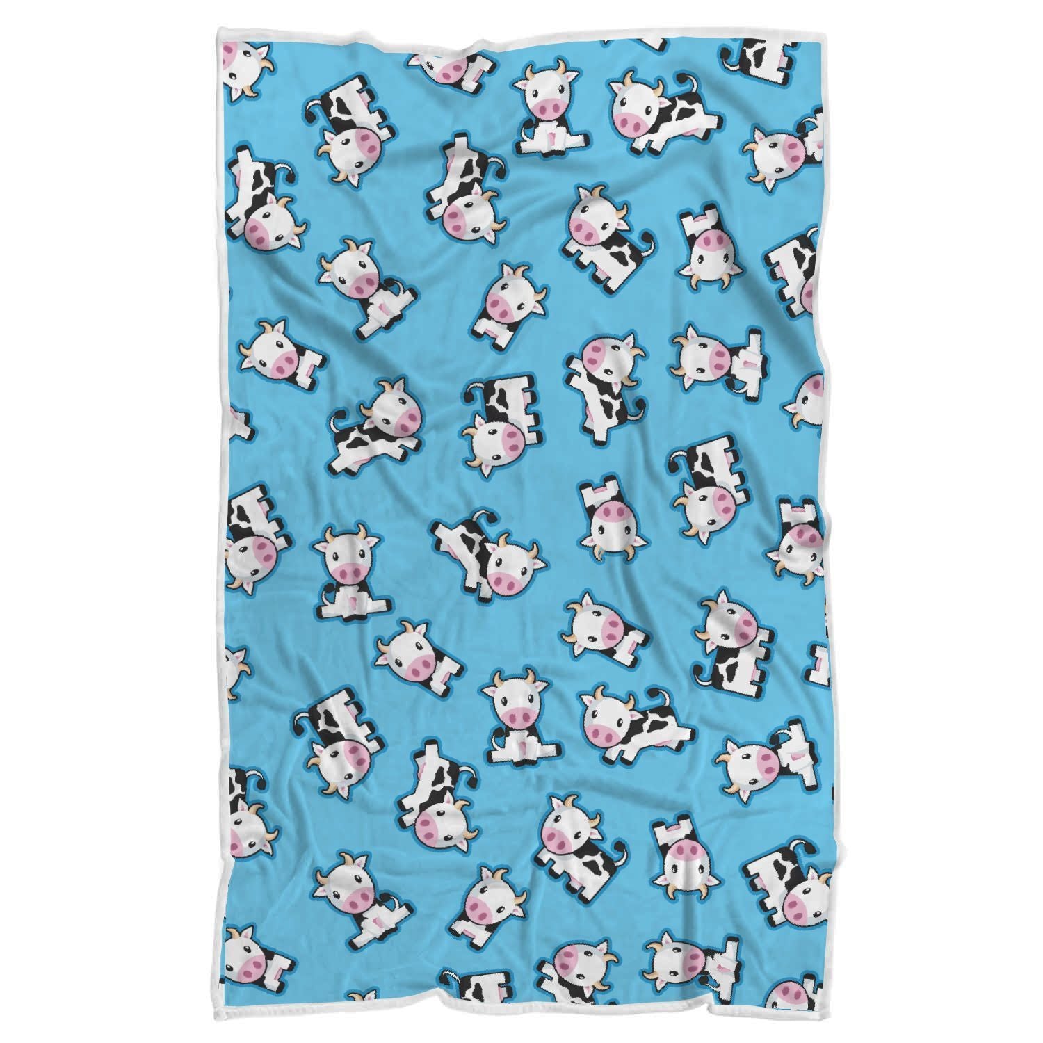 Cute Cartoon Baby Cow Pattern Print Sherpa Blanket