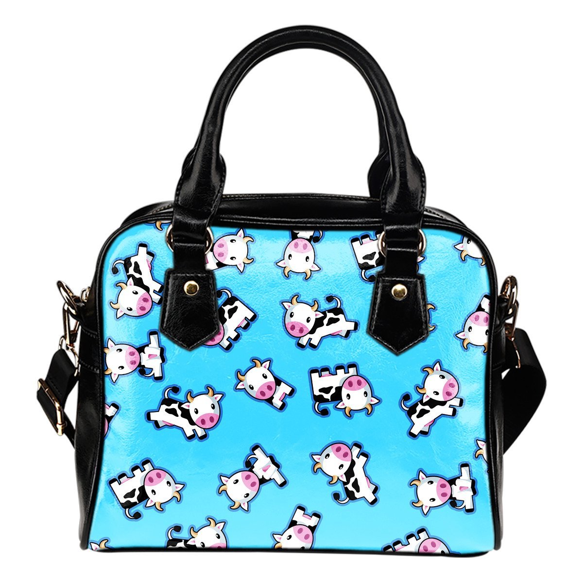 Cute Cartoon Baby Cow Pattern Print Shoulder Handbag