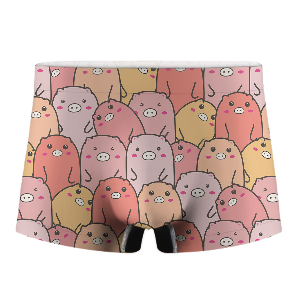 Cute Cartoon Pig Pattern Print Men's Boxer Briefs