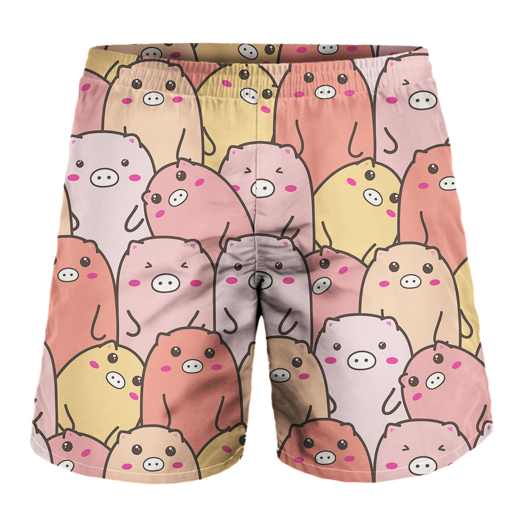 Cute Cartoon Pig Pattern Print Men's Shorts