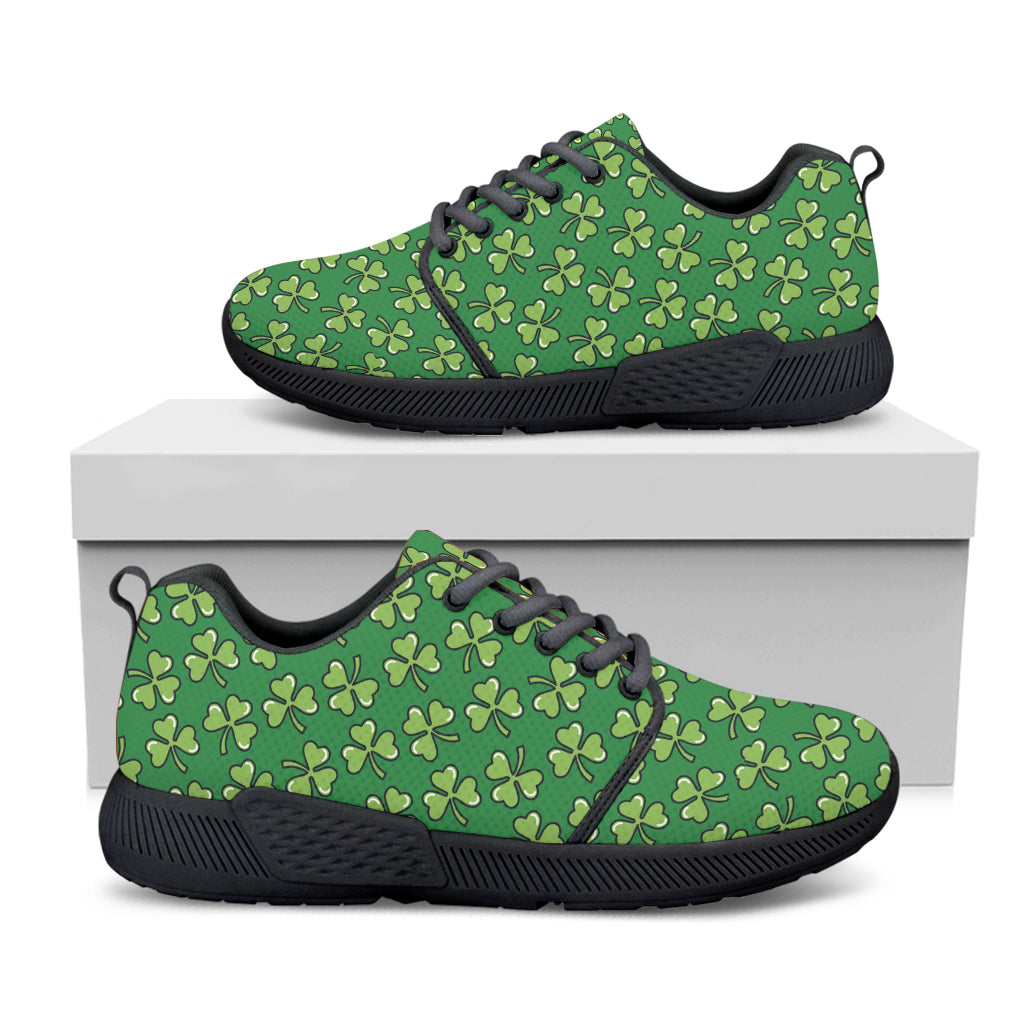 Cute Clover St. Patrick's Day Print Black Athletic Shoes